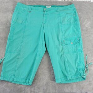Cato Womens Pants 24W Plus Capri Blue Green Cotton Blend Zip Fly Comfy BLU23E